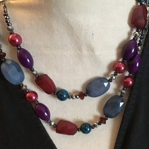 Stunning Glass Bead Necklace 36"+